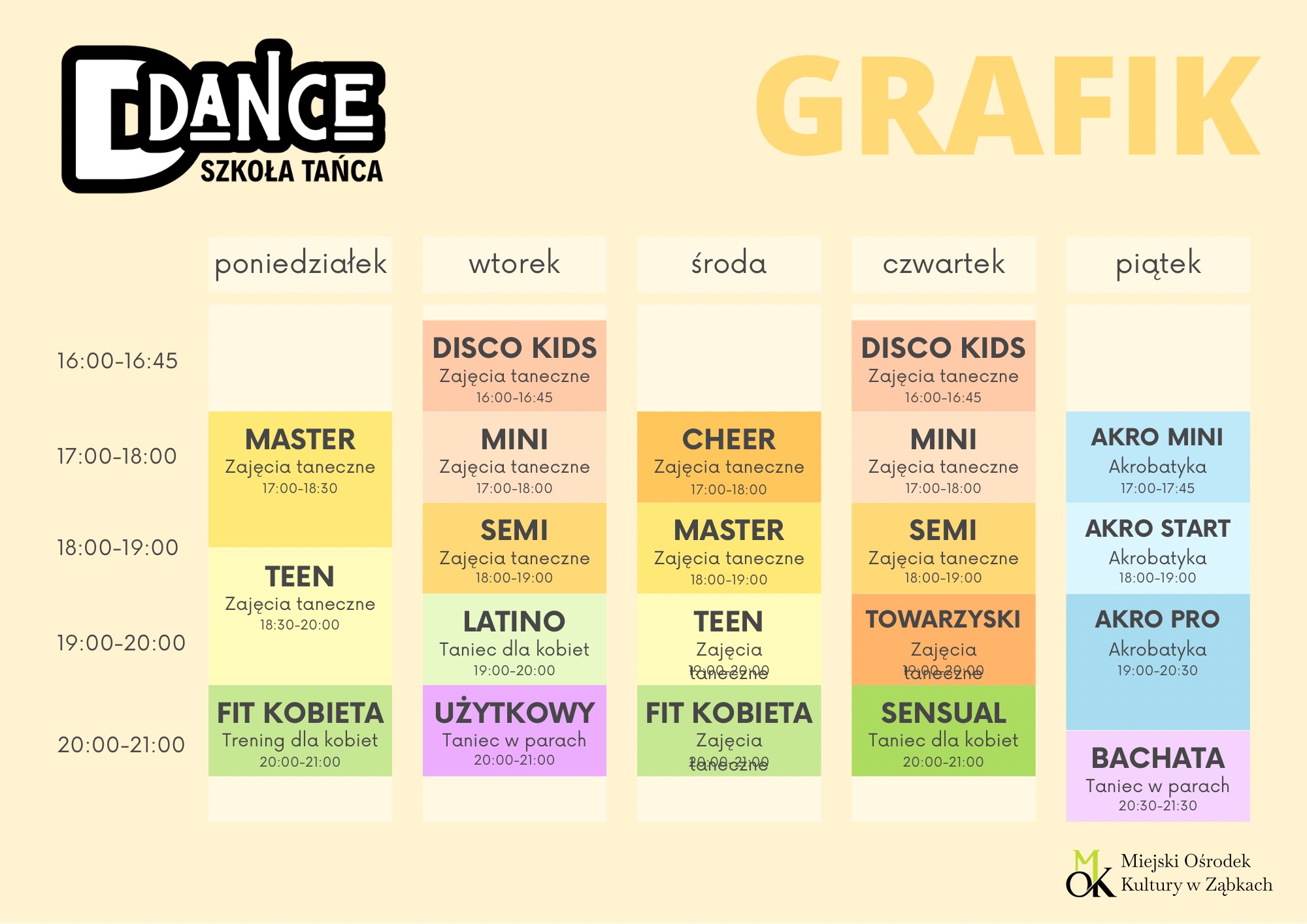 GRAFIK ZAJĘĆ D-DANCE