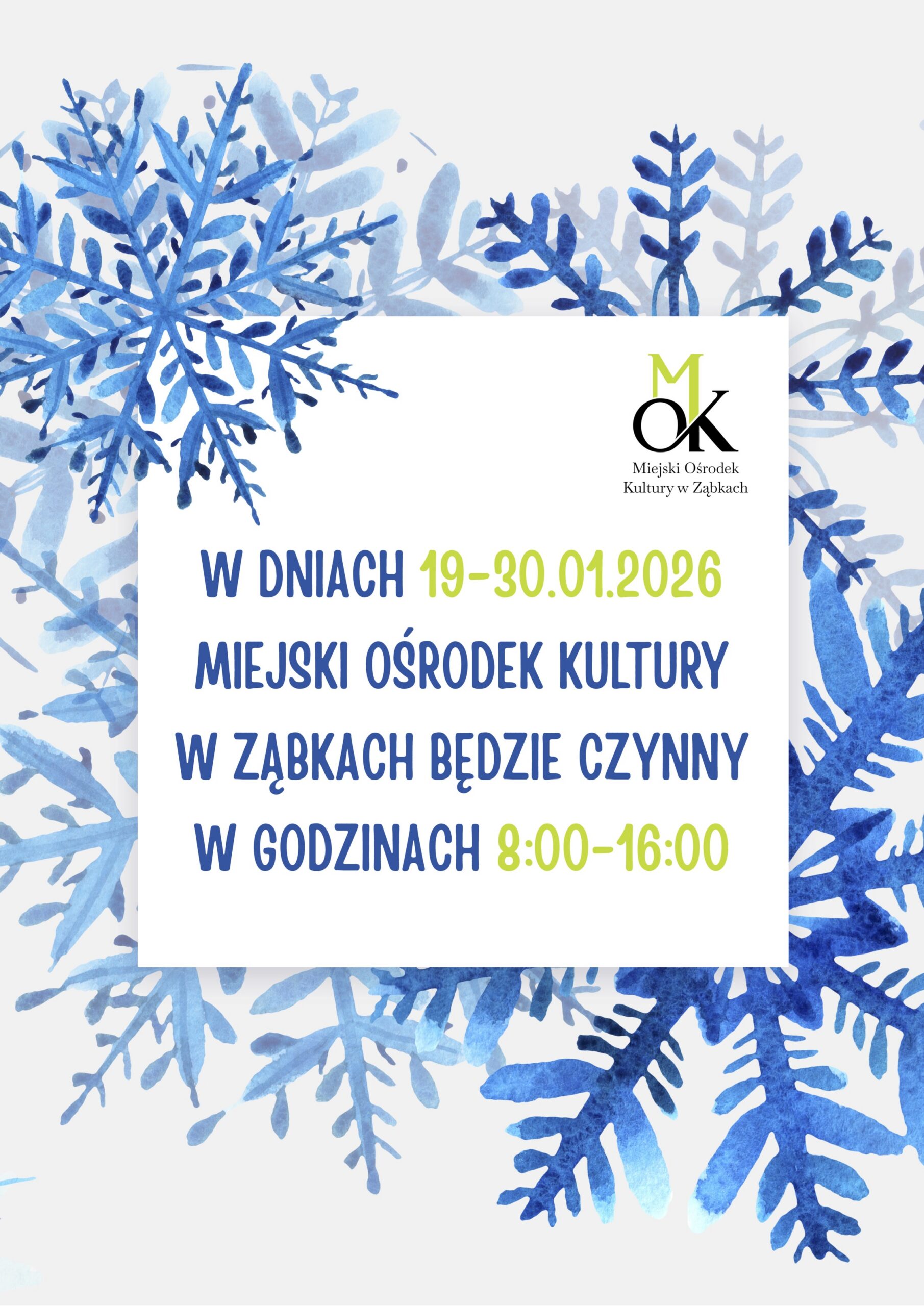 Godziny pracy MOK – ferie